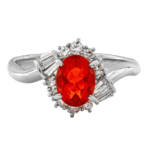 Fire Opal & Diamond Platinum Ring – IGI Certified