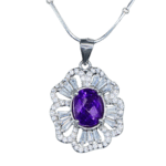 Oval Amethyst Refined Sterling Silver Necklace