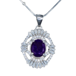 Oval Amethyst Classic Sterling Silver Necklace
