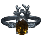 Citrine Reindeer Design Sterling Silver Ring