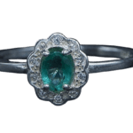 Natural Emerald Oval Cut Refined Sterling Silver Ring