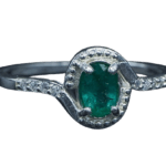 Natural Emerald Oval Cut Slim Band Sterling Silver Ring
