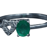 Natural Emerald Oval Cut Statement Sterling Silver Ring